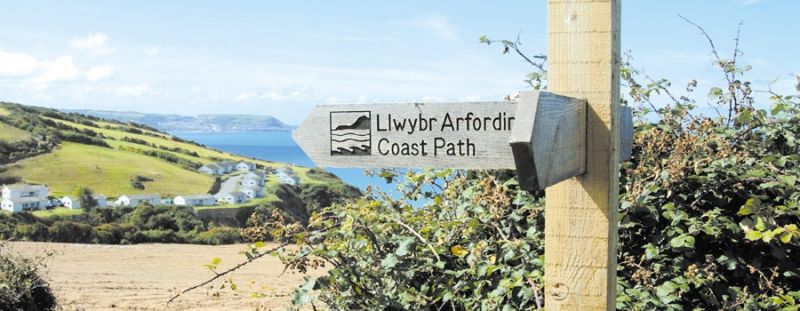 Ceredigion Coast Path sign near Gilfach Holiday Village