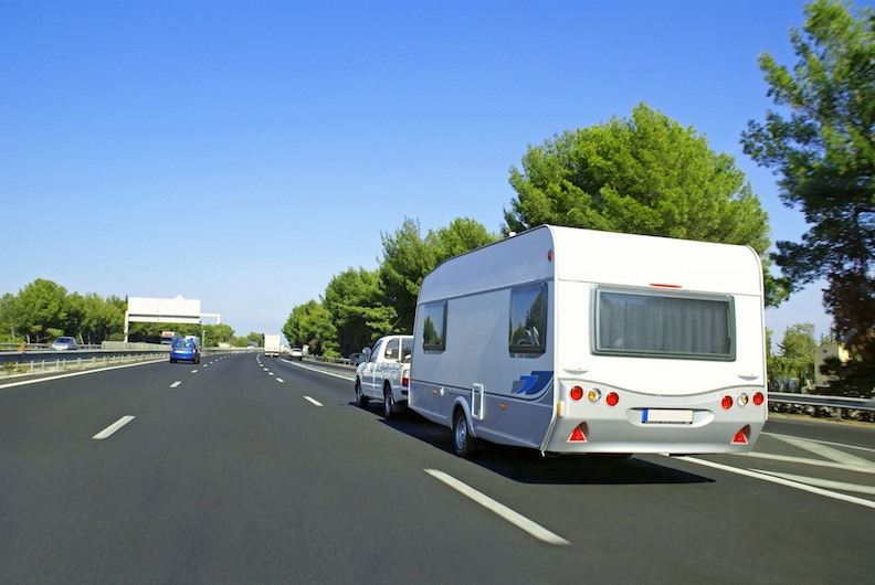 caravan being towed