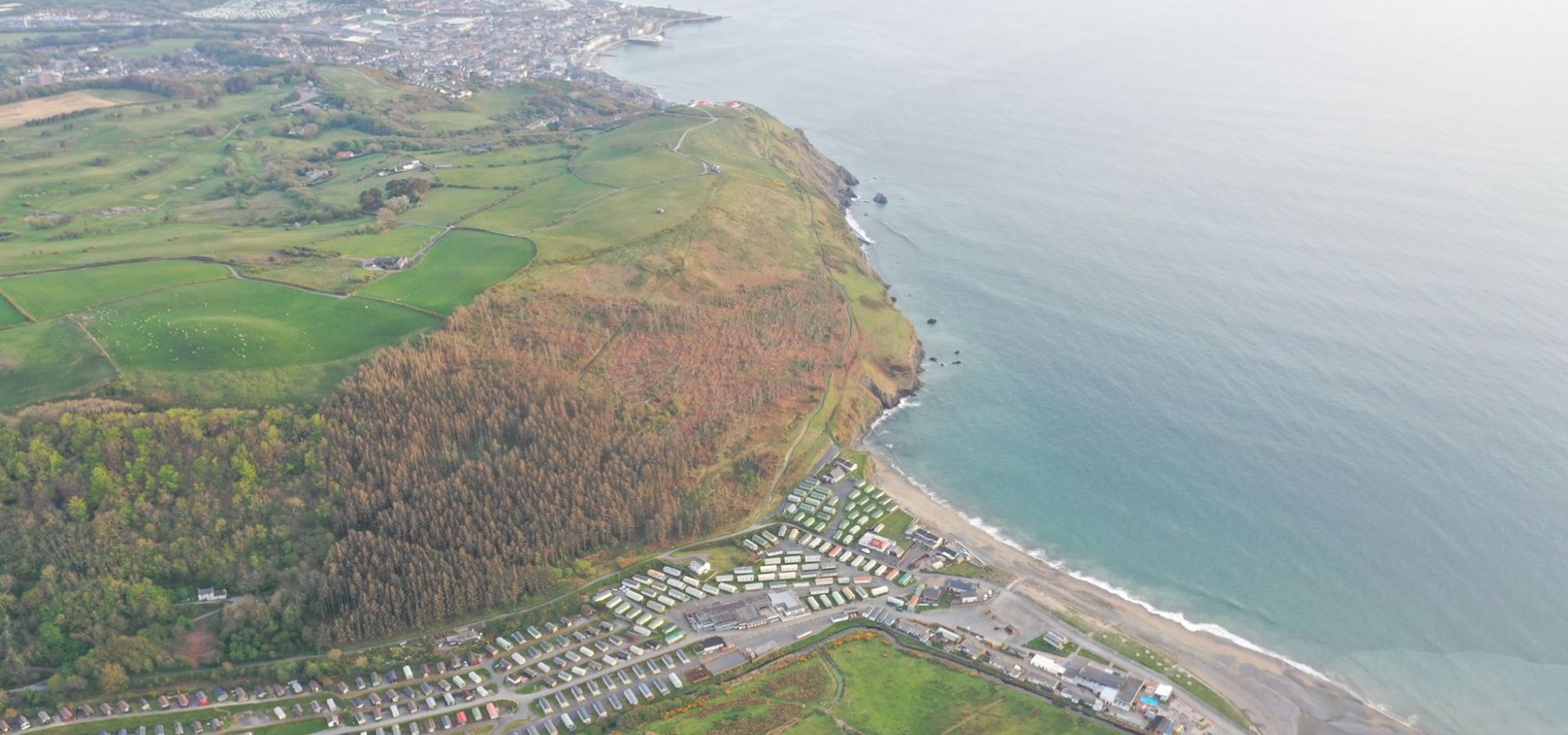 An aerial view of Clarach Bay Holiday Village