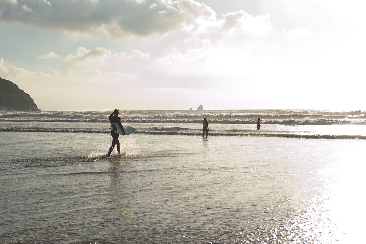 Sunset surfing at the beach, only a short walk away from the park